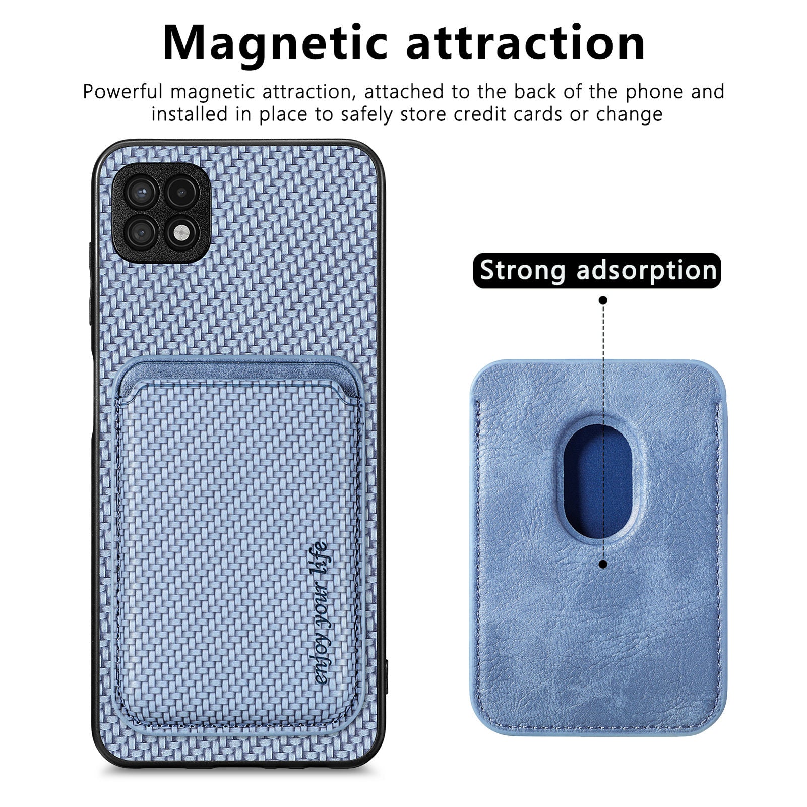 For Samsung Galaxy A22 5G (EU Version) Card Holder Design Detachable 2-in-1 Magnetic Phone Case Carbon Fiber Texture PU Leather TPU PC Protective Cover For Samsung Galaxy A22 5G (EU Version) Card Holder Design Detachable 2-in-1 Magnetic Phone Case Carbon Fiber Texture PU Leather TPU PC Protective Cover